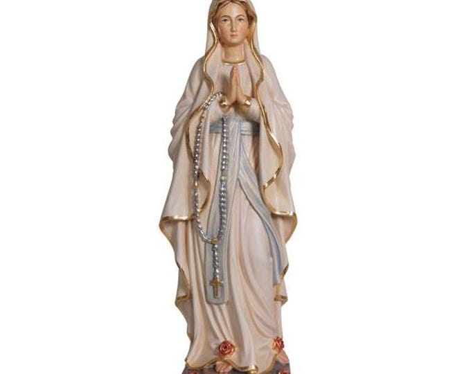 Statue of Our Lady of Lourdes carved in Valgardena wood and hand-decorated, Italian artisan production, various sizes