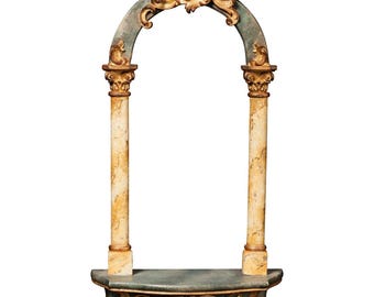 Freestanding or wall shelf for statues, made of Valgardena wood, hand-decorated in various sizes, Italian artisan production