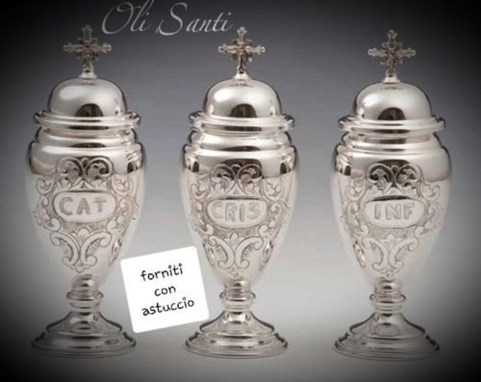Set for Holy Oils liturgical celebration, 18 cm (7,08 inches) of Italian artisan production