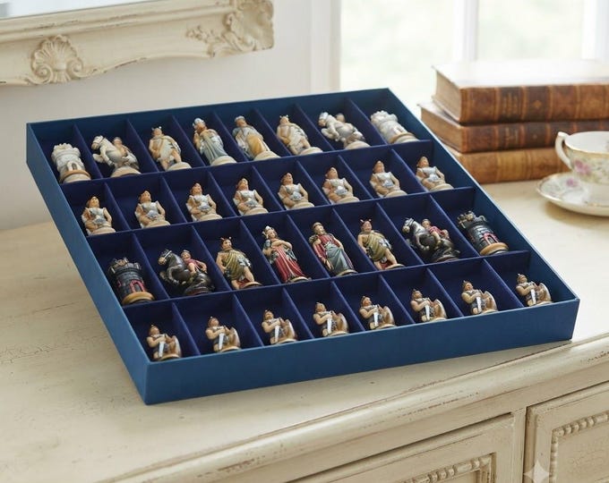 Etruscan series chess pieces, carved from Valgardena wood, hand-decorated, handcrafted in Italy, various sizes