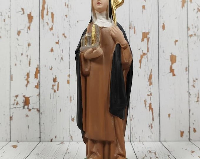 Statue of Saint Brigid 20 cm (7.87 inches) in marble resin full decorated by hand, Italian artisan production