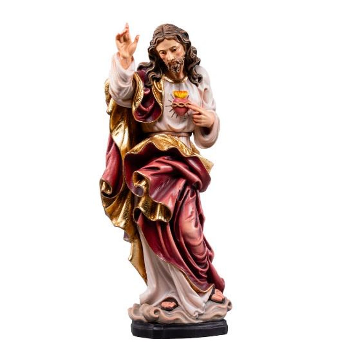 Statue of the Sacred Heart of Jesus, Carved in Valgardena Wood and Hand ...