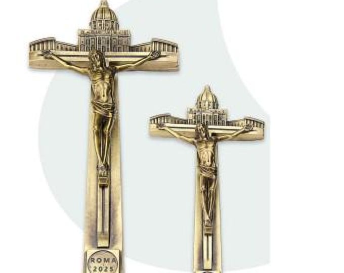 Jubilee Crucifix 2025 in bronzed metal, two sizes available, handcrafted in Italy
