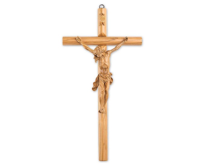 Crucifix, cross made entirely of olive wood, various sizes available, Italian artisan production