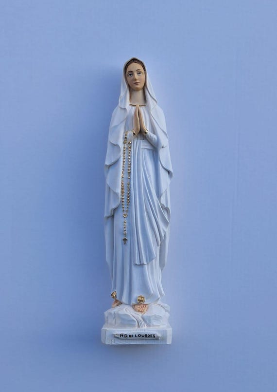 ルルドの聖母像 40 cm (15.74 インチ) 大理石樹脂製、アンティーク