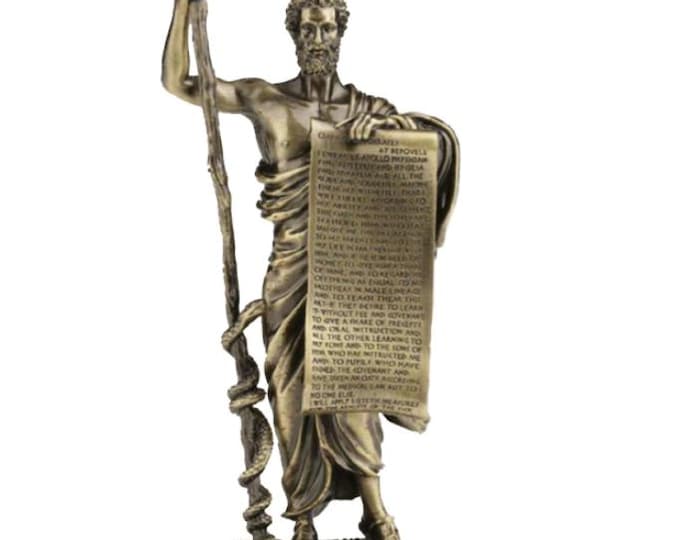 Classical sculpture of Hippocrates, Father of Medicine, 11 cm (4.33 inches) in solid pewter, antiqued version, handcrafted, made in Italy
