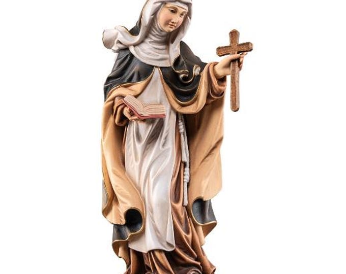 Sculpture of Saint Ingrid carved in Valgardena wood, hand-decorated, Italian artisan production, various sizes