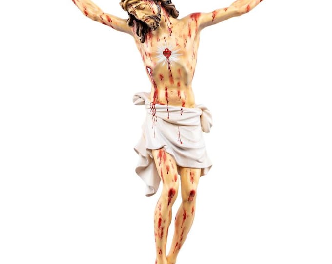 Statue of the body of Christ Pisa of the Most Precious Blood, carved in Valgardena wood and hand decorated, Italian artisan production