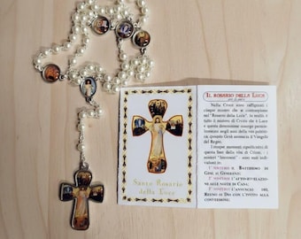 Rosary of Light 39 cm (15.35 inches) with box and explanatory leaflet, handcrafted in Italy