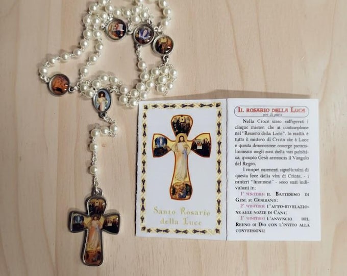 Rosary of Light 39 cm (15.35 inches) with box and explanatory leaflet, handcrafted in Italy