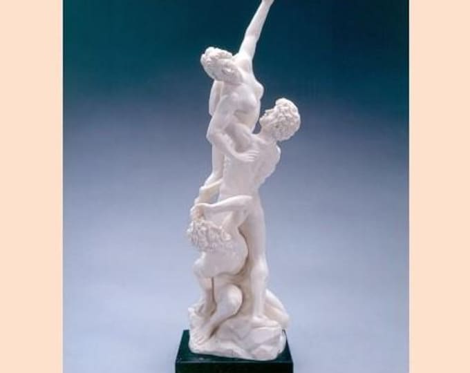 Classic sculpture " Rape of the Sabine Women by Giambologna ", cm 50 (19.68 inches) alabaster dust, marble base, handcrafted, made in Italy