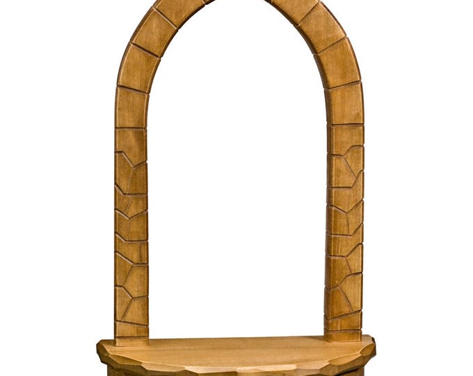 Statue support shelf, made of patinated Valgardena wood, various sizes, handcrafted in Italy