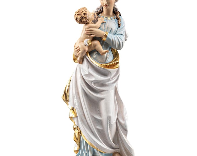 Statue of Our Lady of the Snows, carved from Valgardena wood and hand-decorated, Italian artisan production, various sizes