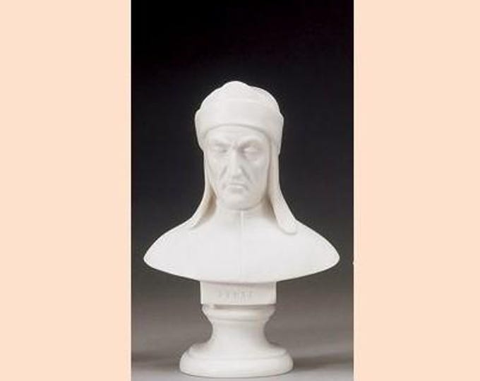 Dante Alighieri bust sculpture cm 16 (6.29 inches) in alabaster powder, handcrafted, made in Italy