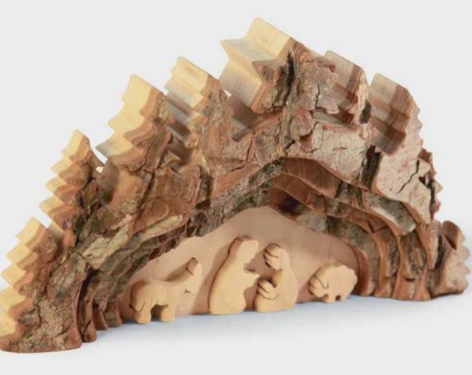 Nativity scene 18 x 11 cm (7.09 x 4.33 inches) carved in Valgardena wood, handcrafted in Italy