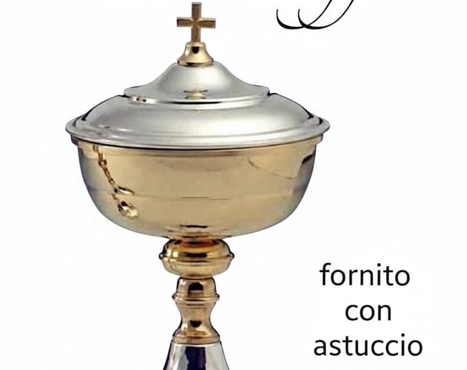 Liturgical ciborium for Eucharistic celebration made of silver plated 20 cm (7.87 inches) of Italian artisan production