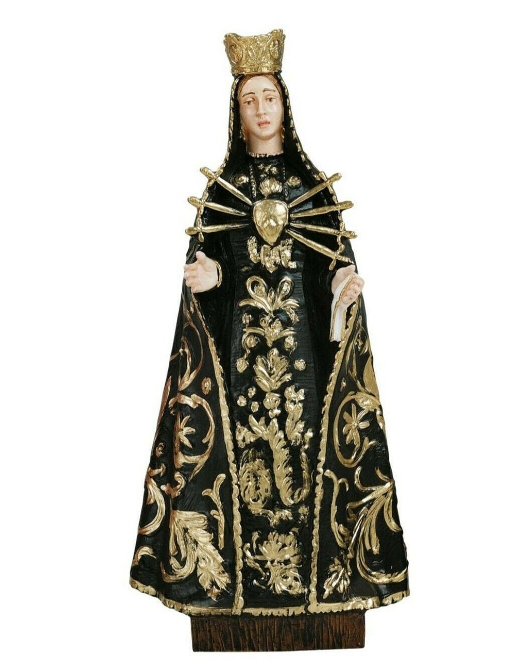 Our Lady of Sorrows Statue Cm 20 7,87 Inches in Handdecorated Resin