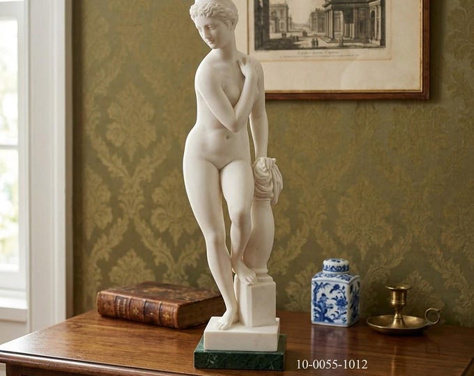 Classical sculpture "Venus by Giambologna", 65 cm (25.59 inches) alabaster dust, marble base, handcrafted, made in Italy