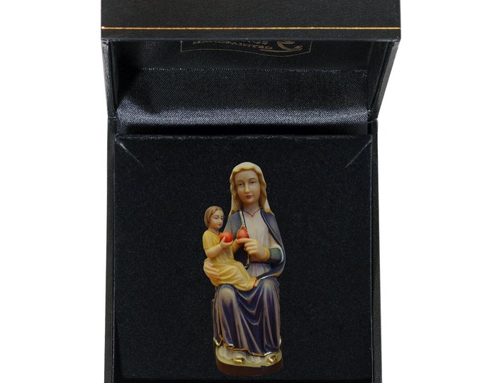 Our Lady of Mariazell statue with deluxe case carved in Val Gardena wood and hand decorated of Italian artisan production