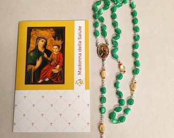 Rosary of Our Lady of Health cm 54 (21,25 inches) with booklet, of Italian handicraft production