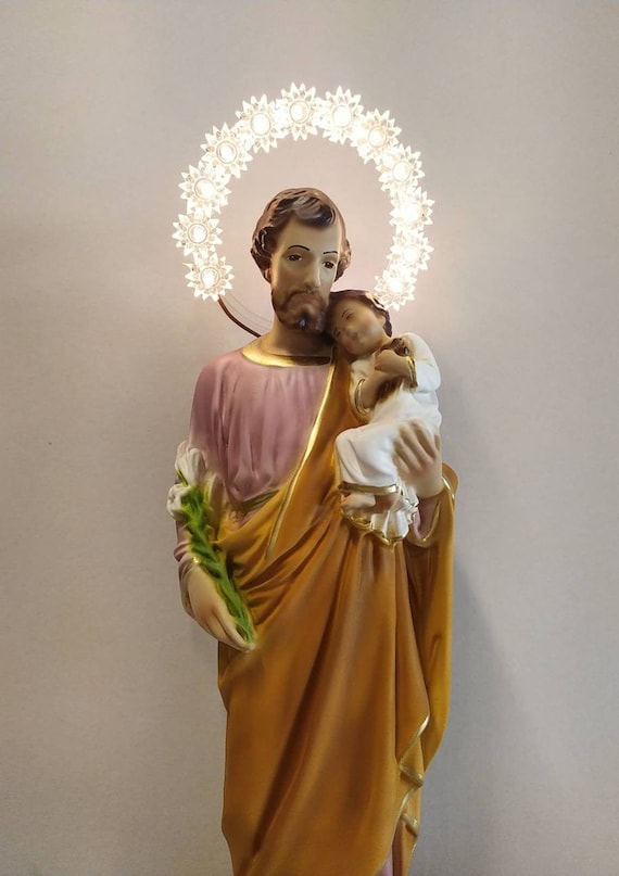 Statue Saint Joseph et enfant Jésus résine 50cm