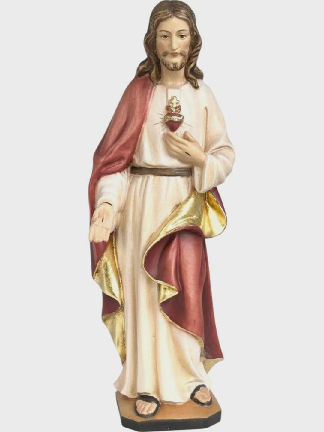 Statue of the Sacred Heart of Jesus Carved in Valgardena Wood, Hand ...
