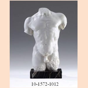 Scultura classica &quot; Torso di David &quot;, cm 30 (11,81 inches) in polvere di alabastro, base in marmo, produzione artigianale, made in Italy