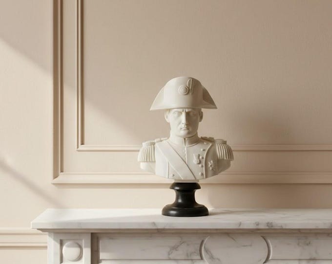 Bust sculpture of Napoleon Bonaparte 25 cm (9.84 inches) in alabaster powder, handcrafted, made in Italy