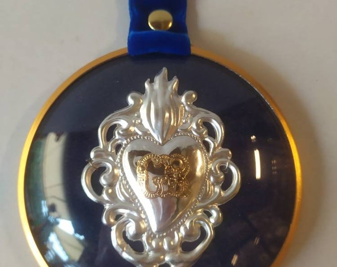 Votive heart ex voto grace received diameter cm 10,5 (4,13 inches) of Italian artisan production