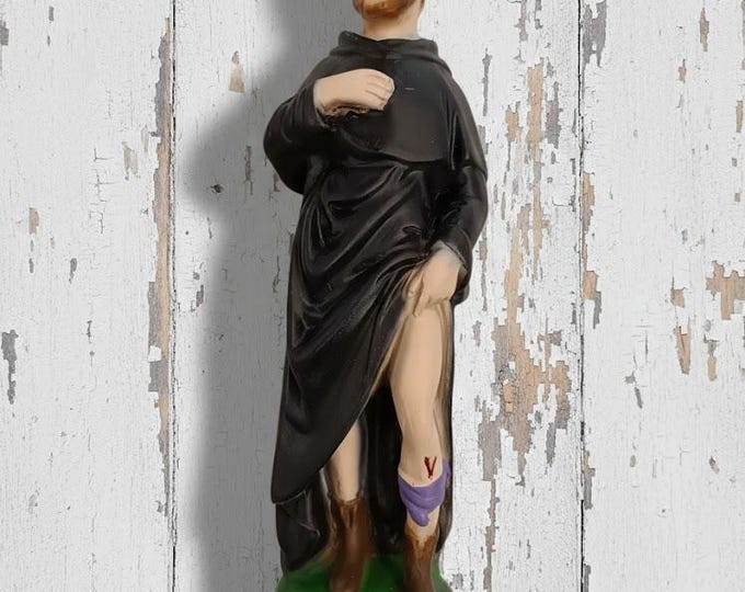 Statue of San Pellegrino 20 cm (7.87 inches) in marble resin full decorated by hand, Italian artisan production