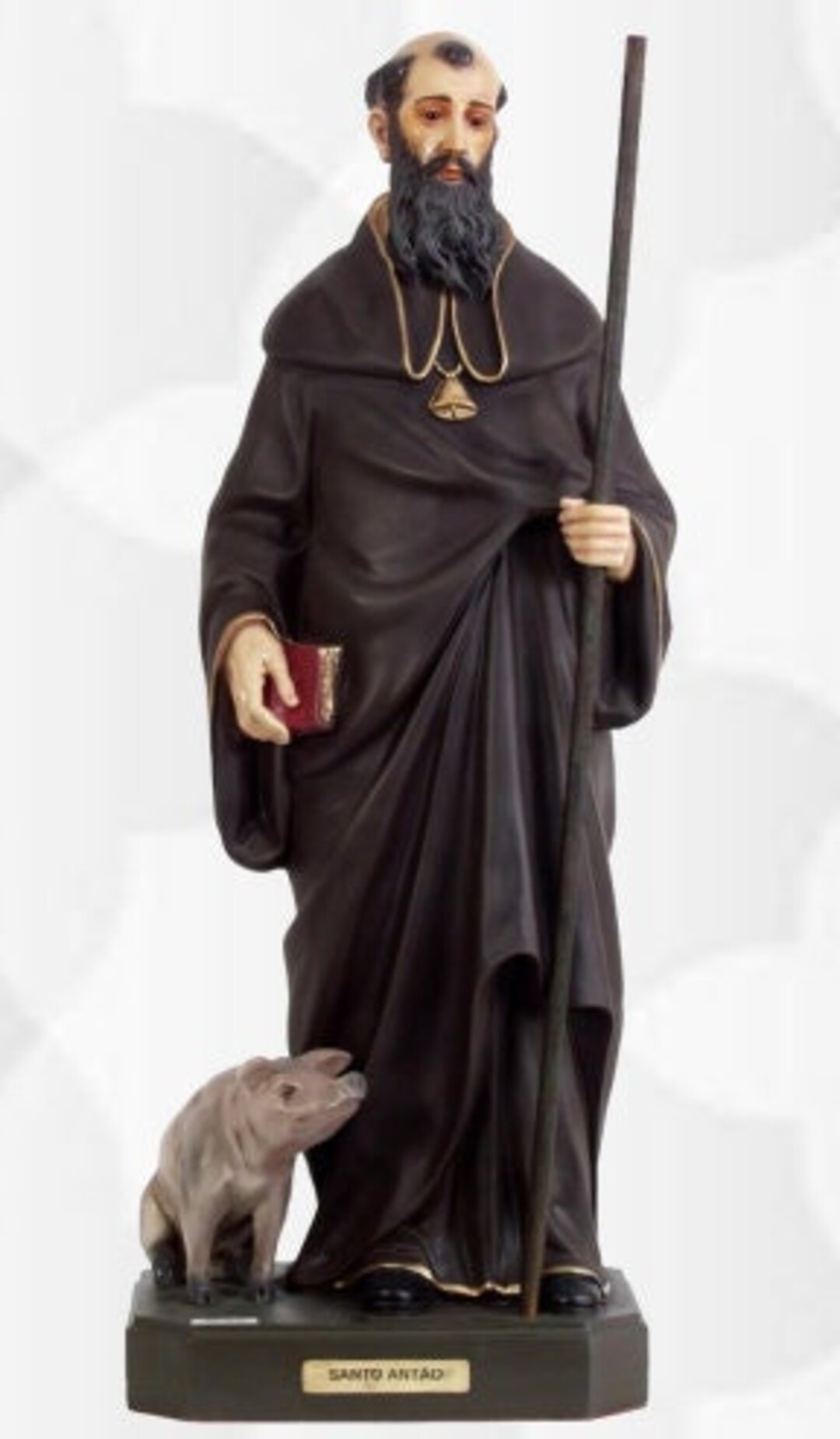 Statue of Sant' Antonio Abate Cm 83 X 31 (32,67 X 12,20 Inches) Hand ...