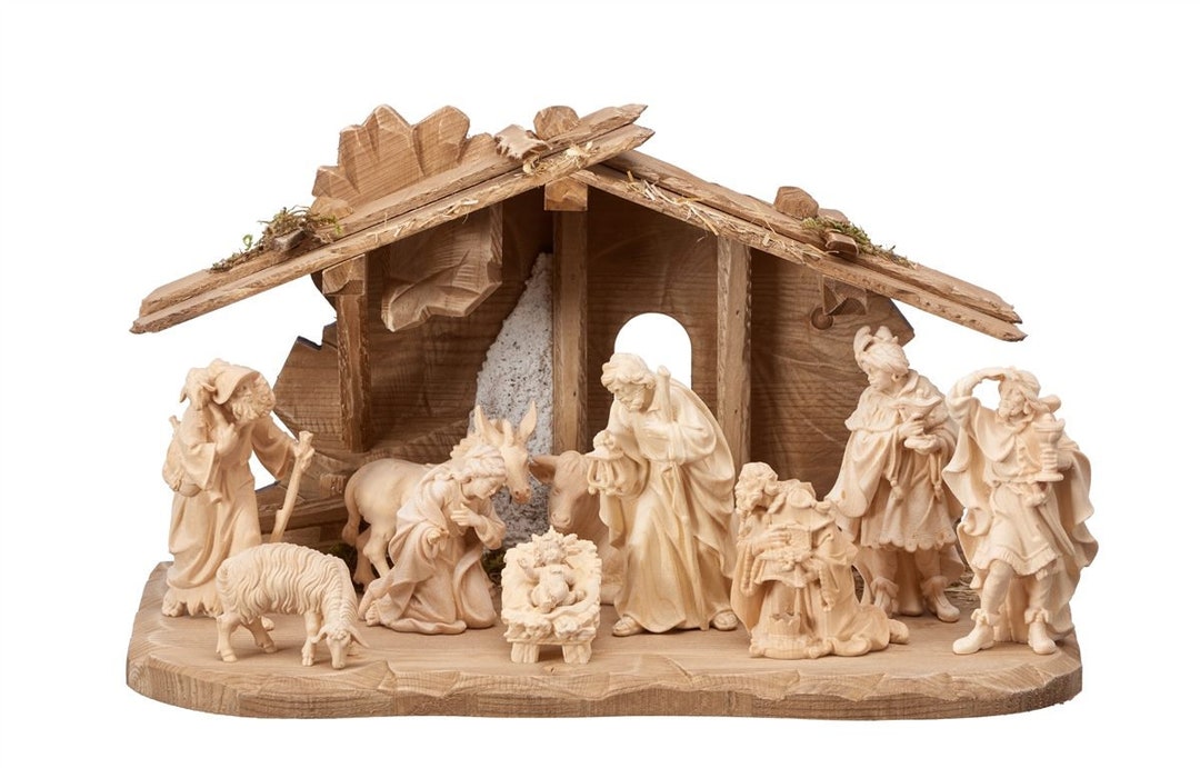 Alpine Nativity Scene Carved in Valgardena Pine Wood 12 Etsy