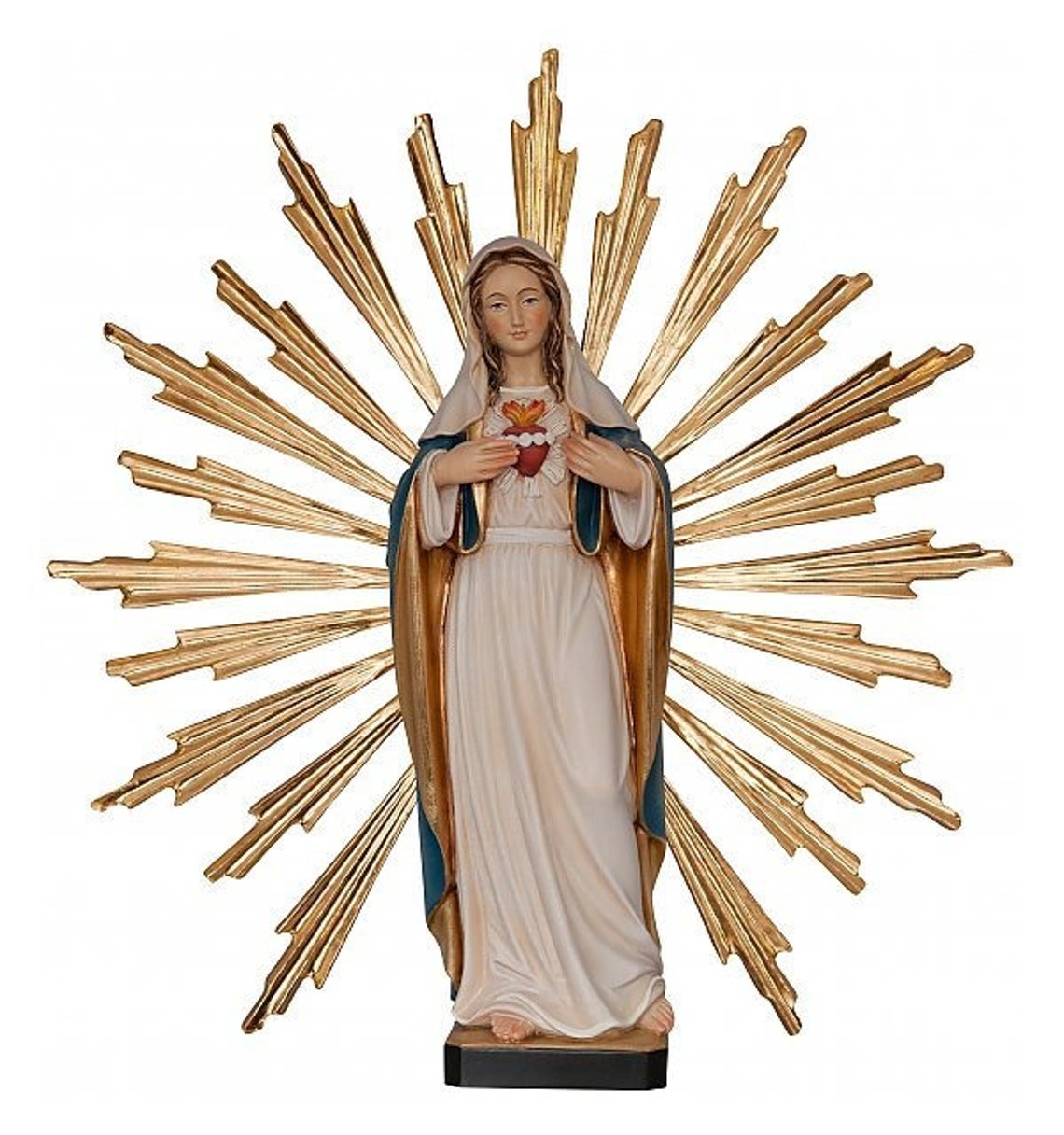 Statue of the Sacred Heart of Mary, 34 Cm (13.39 Inches), With a Halo ...