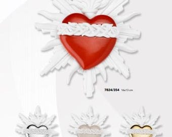 Votive heart, ex voto, grace received, made of hand-decorated resin, 16 cm (6.3 inches) Italian artisan production, various colours