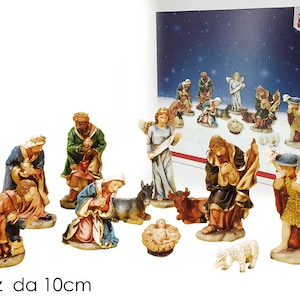 Kompletna szopka 10 cm (3,93 cala), składająca się z 11 ręcznie zdobionych elementów z żywicy, idealna do wnętrz i na zewnątrz