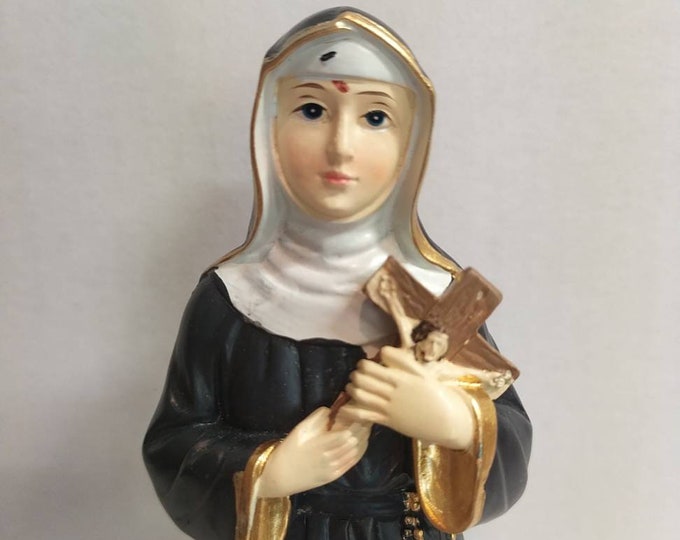 Statue of Saint Rita of Cascia cm 21 (8,26 inches) in hand-decorated resin of artisan production