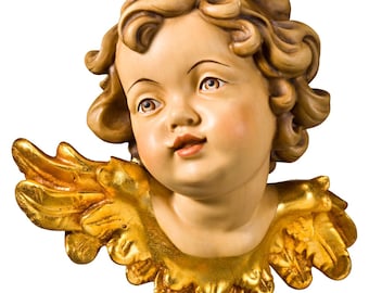 Angel sculpture, cherub, carved in Valgardena wood, hand-decorated, Italian artisan production, various sizes