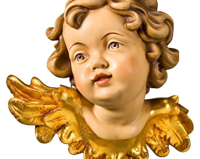 Angel sculpture, cherub, carved in Valgardena wood, hand-decorated, Italian artisan production, various sizes