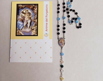 Rosary of the Souls in Purgatory 47.5 cm (18.70 inches) with recitation booklet, handcrafted in Italy