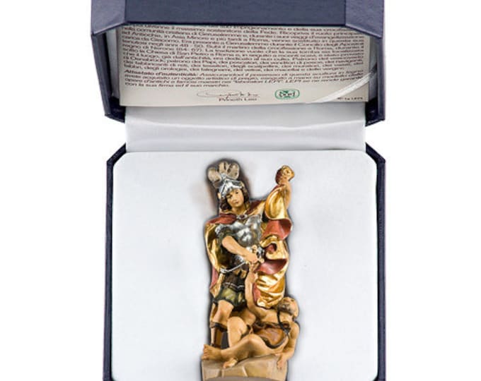 Statue of San Martino with deluxe case carved in Valgardena wood, hand decorated, Italian artisan production