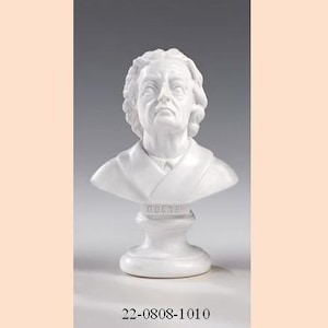 Bust sculpture of Johann Wolfgang Von Goethe cm 11 (4.33 inches) in alabaster powder, handcrafted, made in Italy