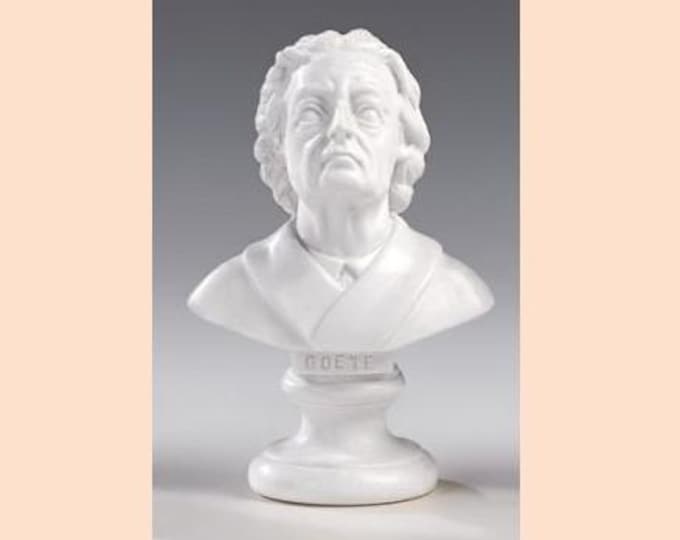 Bust sculpture of Johann Wolfgang Von Goethe cm 11 (4.33 inches) in alabaster powder, handcrafted, made in Italy