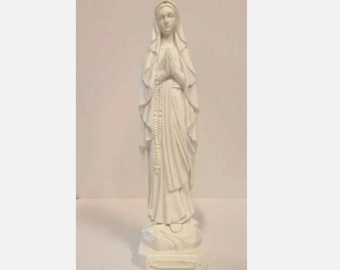 Madonna Lourdes statue 25 cm (9.84 inches) in white resin marble, handcrafted in Italy
