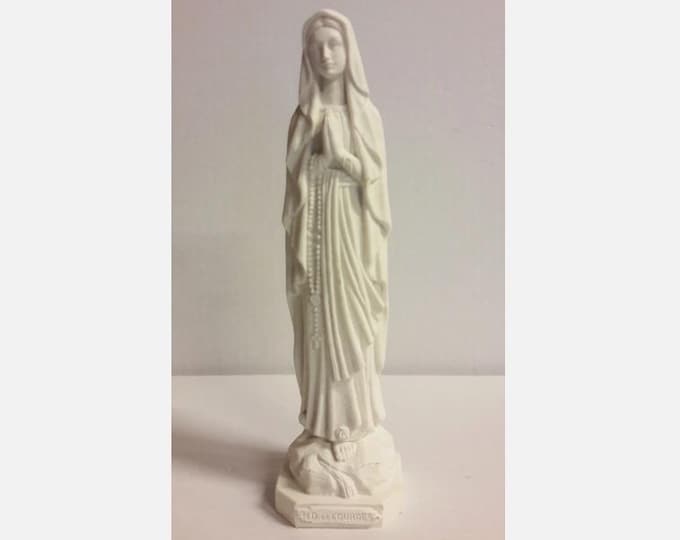 Madonna Lourdes statue 20 cm (7.87 inches) in white resin marble, handcrafted in Italy