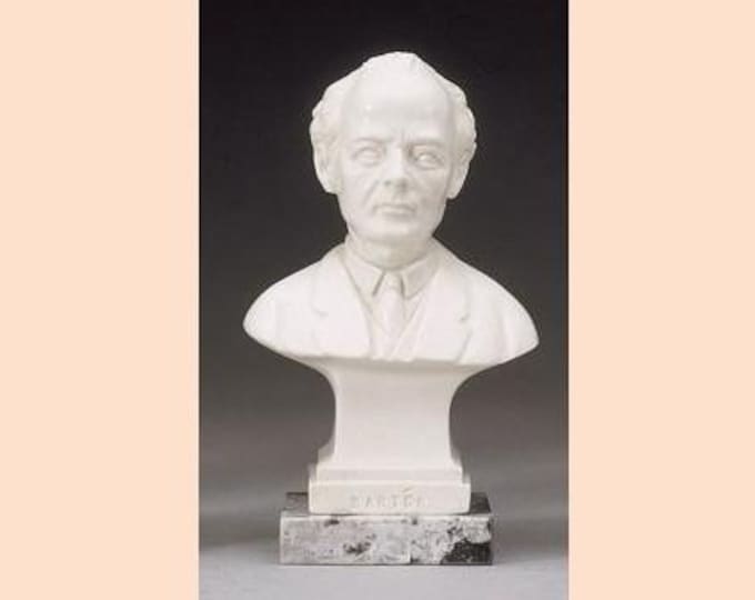Bela Bartok bust sculpture cm 14 (5.51 inches) in alabaster powder, marble base, handcrafted, made in Italy