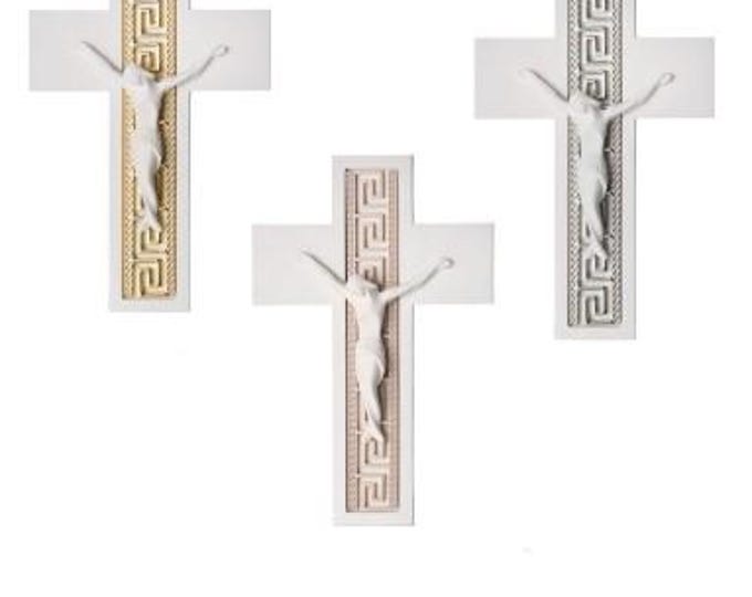 Crucifix entirely made of resin decorated by hand, of Italian artisan production, various colors and sizes available