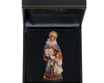 Statue of St. Anne with deluxe case carved in Valgardena wood and hand-decorated with Italian craftsmanship