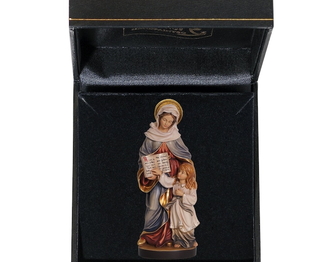 Statue of St. Anne with deluxe case carved in Valgardena wood and hand-decorated with Italian craftsmanship