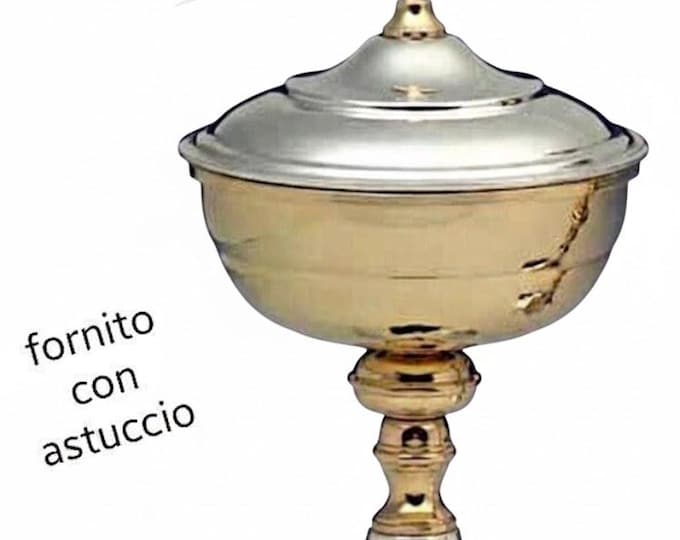 Liturgical ciborium for Eucharistic celebration made of silver plated 21 cm (8.26 inches) of Italian artisan production