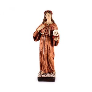 Statue of Santa Rosalia cm 26 (10,23 inches) in hand-decorated marble and resin of Italian artisan production